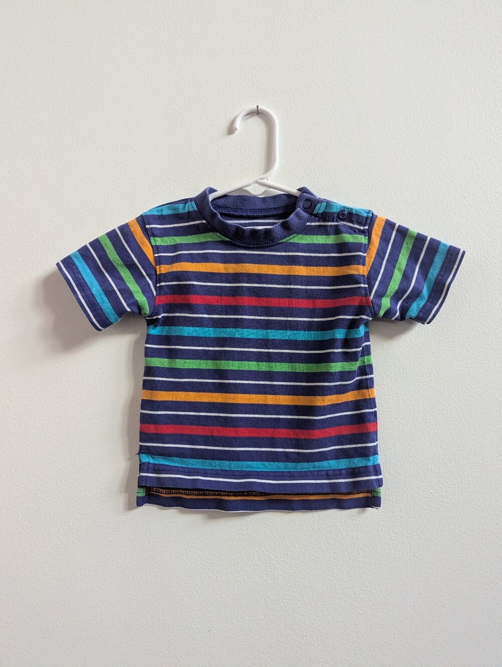 Vtg 90s Gymboree 6-12m Rainbow Tag Stripe Short Sleeve Tee Boys Colorblock